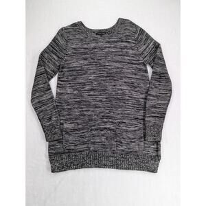 Jeanne Pierre Size S Black,White,& Gray Marled Knit Sweater w/Front Pockets